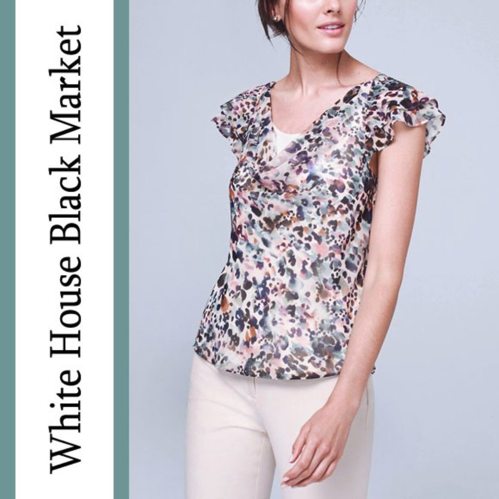 Whbm | Abstract Print Flutter Sleeve Blouse - image 1